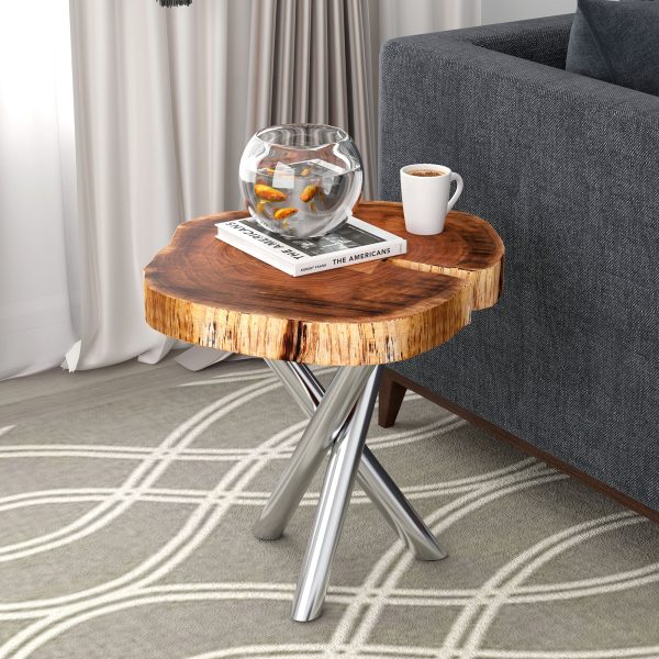 Shlok-Accent Table-Natural Chrome Leg For Sale