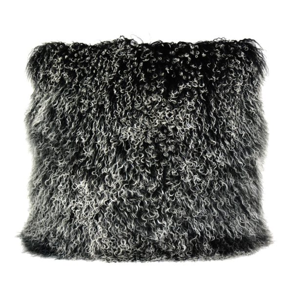 Lamb Fur Pillow Large Black Snow For Discount