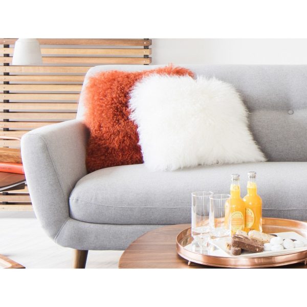 Lamb Fur Pillow Orange on Sale