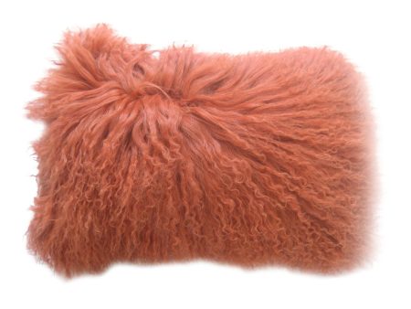 Lamb Fur Pillow Rect. Orange Cheap