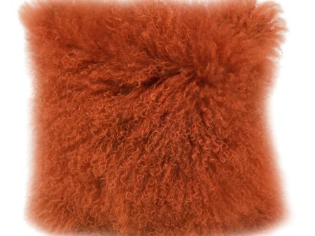 Lamb Fur Pillow Orange on Sale