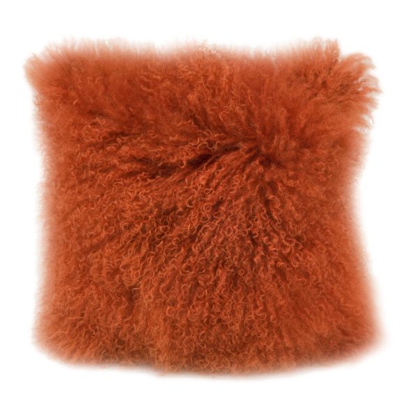 Lamb Fur Pillow Orange on Sale