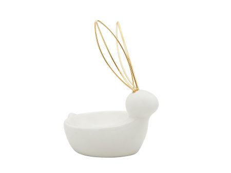 6 H Bunny Trinket Tray, White For Sale