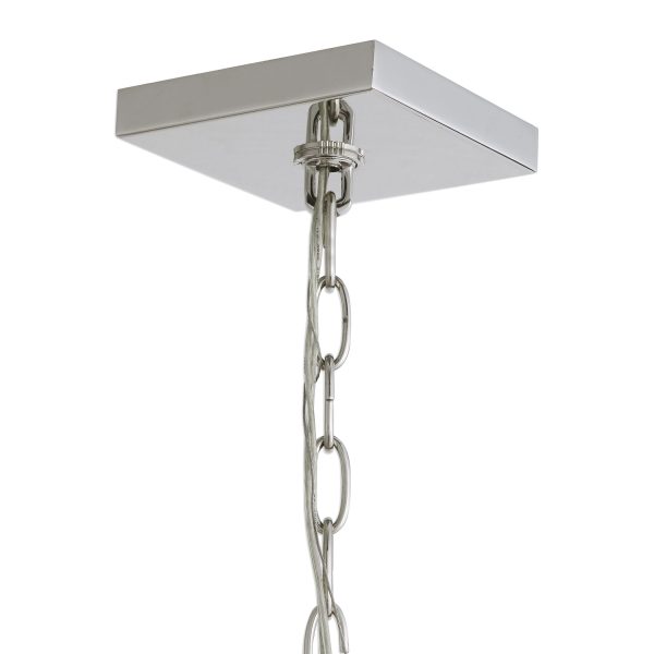 Euclid 6 Light Nickel Cube Pendant For Sale