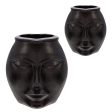 11  Metal Decorative Face Vase, Black For Cheap