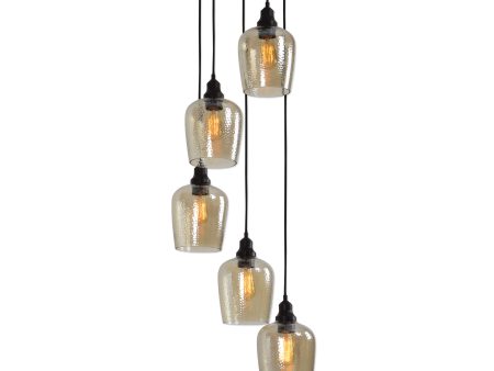 Aarush 5 Light Glass Cluster Pendant For Discount