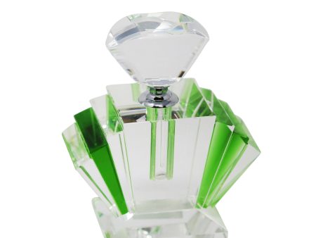 Green Crystal Perfume Bottle 4.75  For Discount