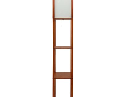 62.5“ Wood Etagere   Floor Lamp, Brown Supply