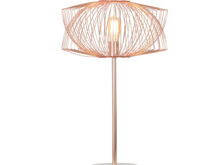 Metal 28  Table Lamp W Cage Shade, Rose Gold Fashion