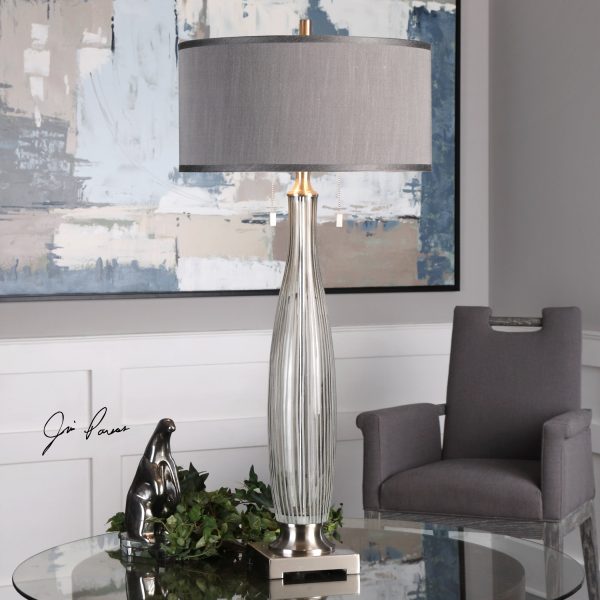 Coloma Gray Glass Table Lamp For Sale