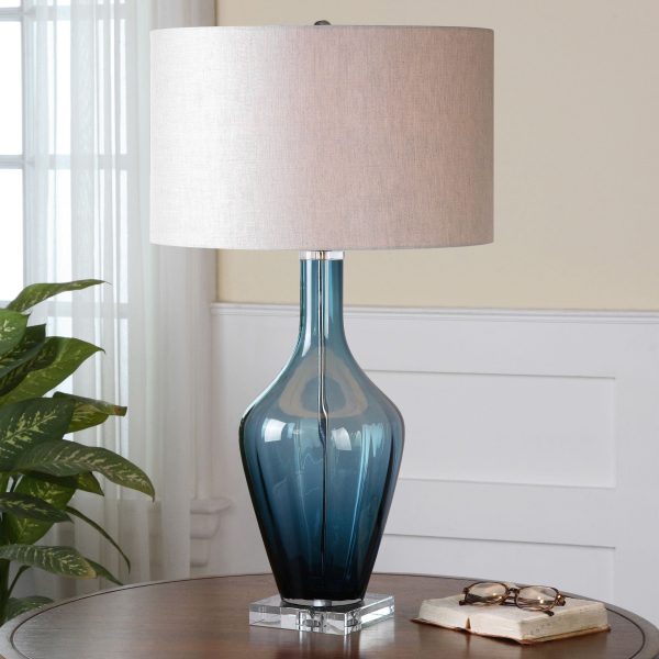 Hagano Blue Glass Table Lamp on Sale