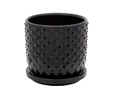 5  Tiny Dots Planter W  Saucer, Black For Cheap