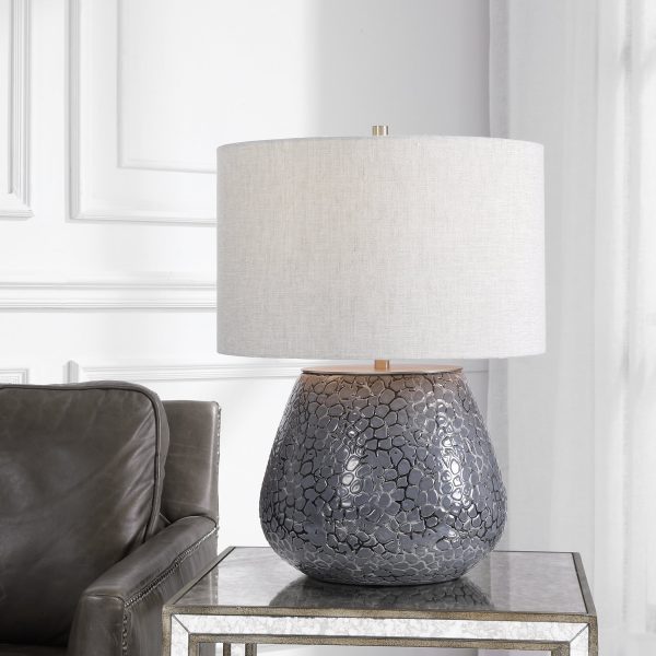 Pebbles Metallic Gray Table Lamp Online now