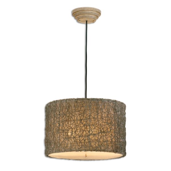 Knotted Rattan Light Drum Pendant Online now