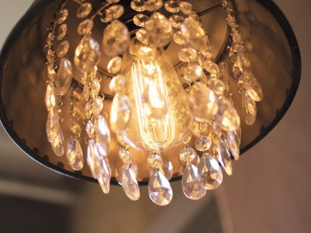 Metal Pendant Lamp With Hanging Gems Discount