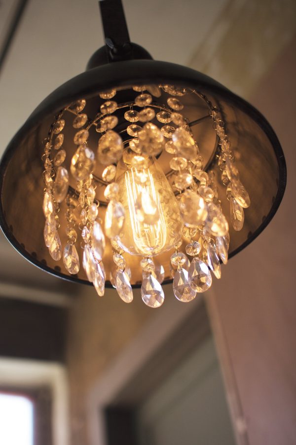 Metal Pendant Lamp With Hanging Gems Discount