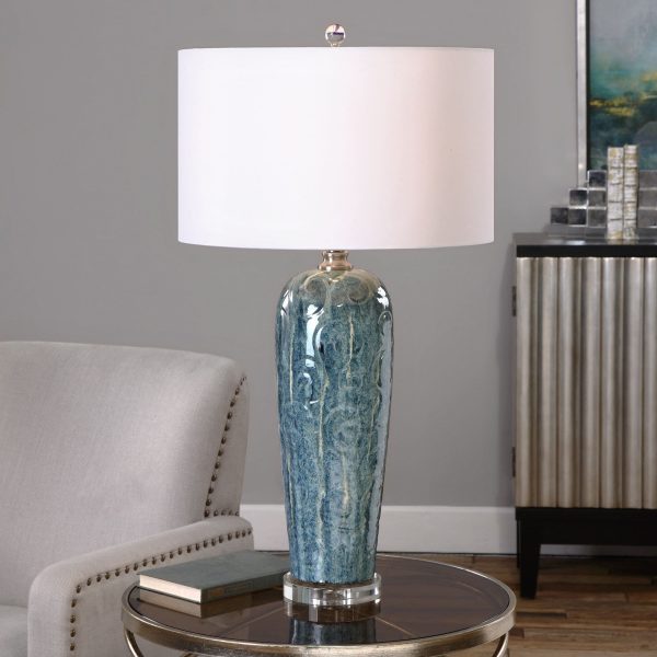 Maira Blue Ceramic Table Lamp Cheap