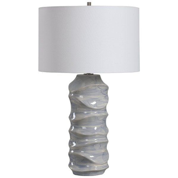 Waves Blue & White Table Lamp For Sale