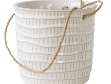 7 , Tribal Hanging Planter, White Cheap