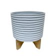 11  Textured Planter W  Stand, White For Cheap