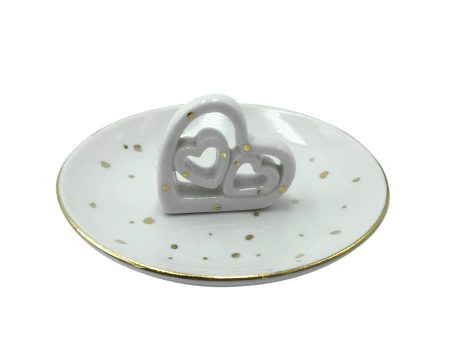 5  Trinket Cut-Out Hearts Tray, White Discount