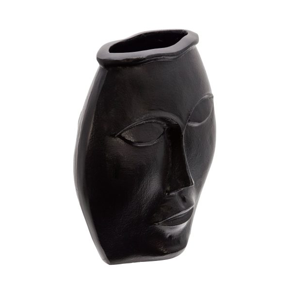 11  Metal Decorative Face Vase, Black For Cheap