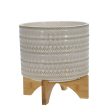 11  Tribal Planter W  Wood Stand, Beige Online