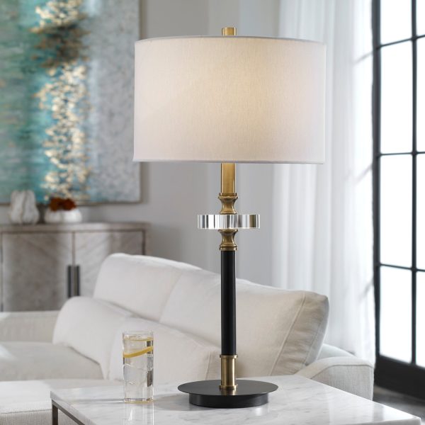 Maud Aged Black Table Lamp Cheap