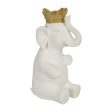 Polyresin 14 H Elephant W  Crown, White Gold Sale