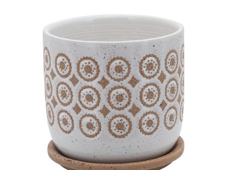 6  Circles Planter W  Saucer, Beige Online