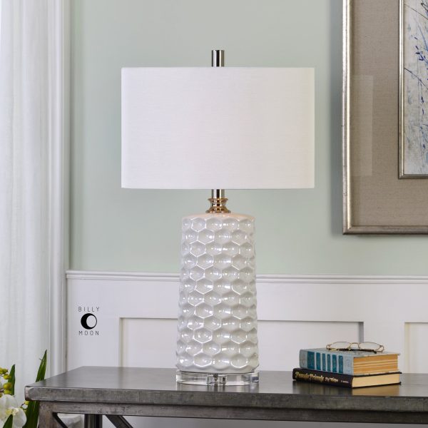 Sesia White Honeycomb Table Lamp For Discount