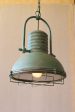 Antique Turquoise Pendant Light With Glass And Wire Cage Supply