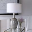 LeAnna Gray Crackle Table Lamp For Sale