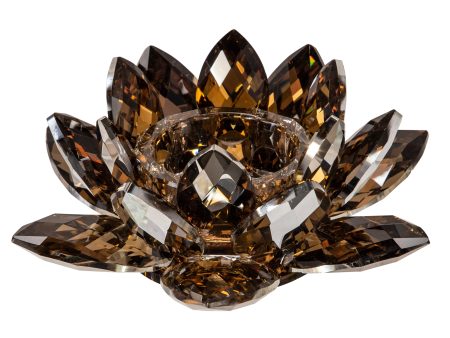 Amber Crystal Lotus Votive Holder 8.25  Online Sale