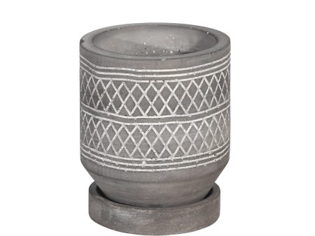 5   Diamond Pattern Planter W Saucer, Gray Online now