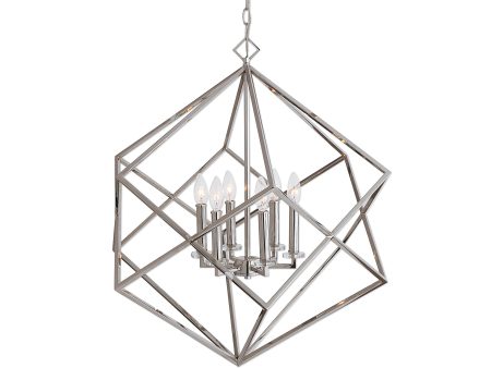 Euclid 6 Light Nickel Cube Pendant For Sale