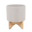 11  Planter W  Wood Stand, Matte Beige Online Sale