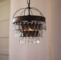 Pendant Lamp With Layered Shade And Hanging Gems on Sale