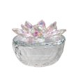 Glass Trinket Box Clear W Blush Lotus Top For Sale