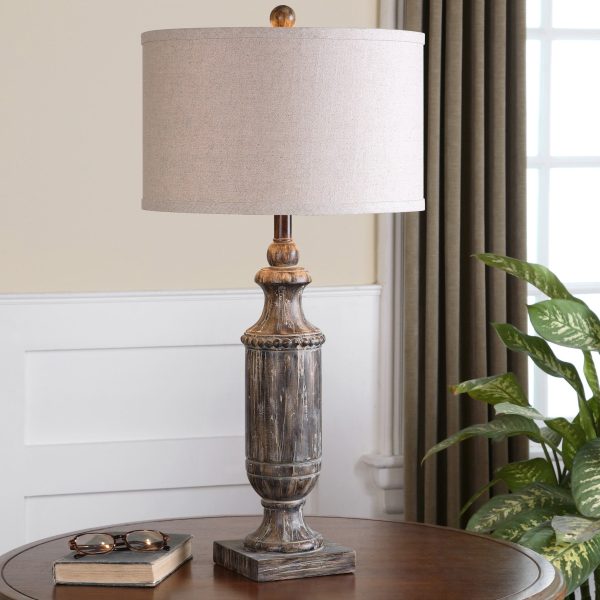 Agliano Aged Dark Pecan Lamp For Sale