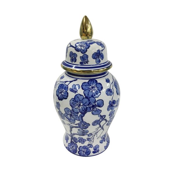 14  Temple Jar W  Hibiscus, Blue & White Online