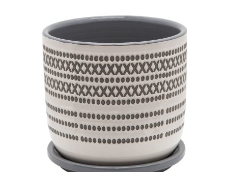 6  Aztec Planter W  Saucer, Gray Discount