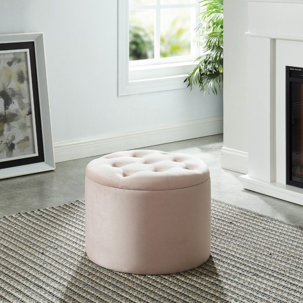 Talia-Round Storage Ottoman-Pink Online Hot Sale