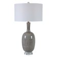 LeAnna Gray Crackle Table Lamp For Sale