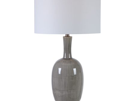 LeAnna Gray Crackle Table Lamp For Sale