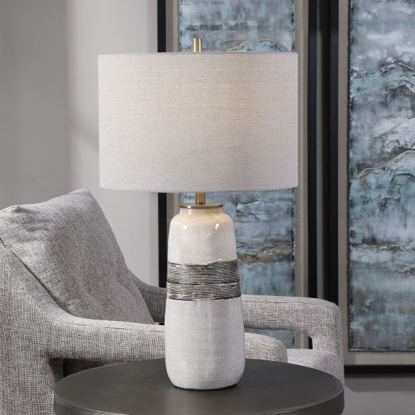 Comanche White Crackle Table Lamp Online